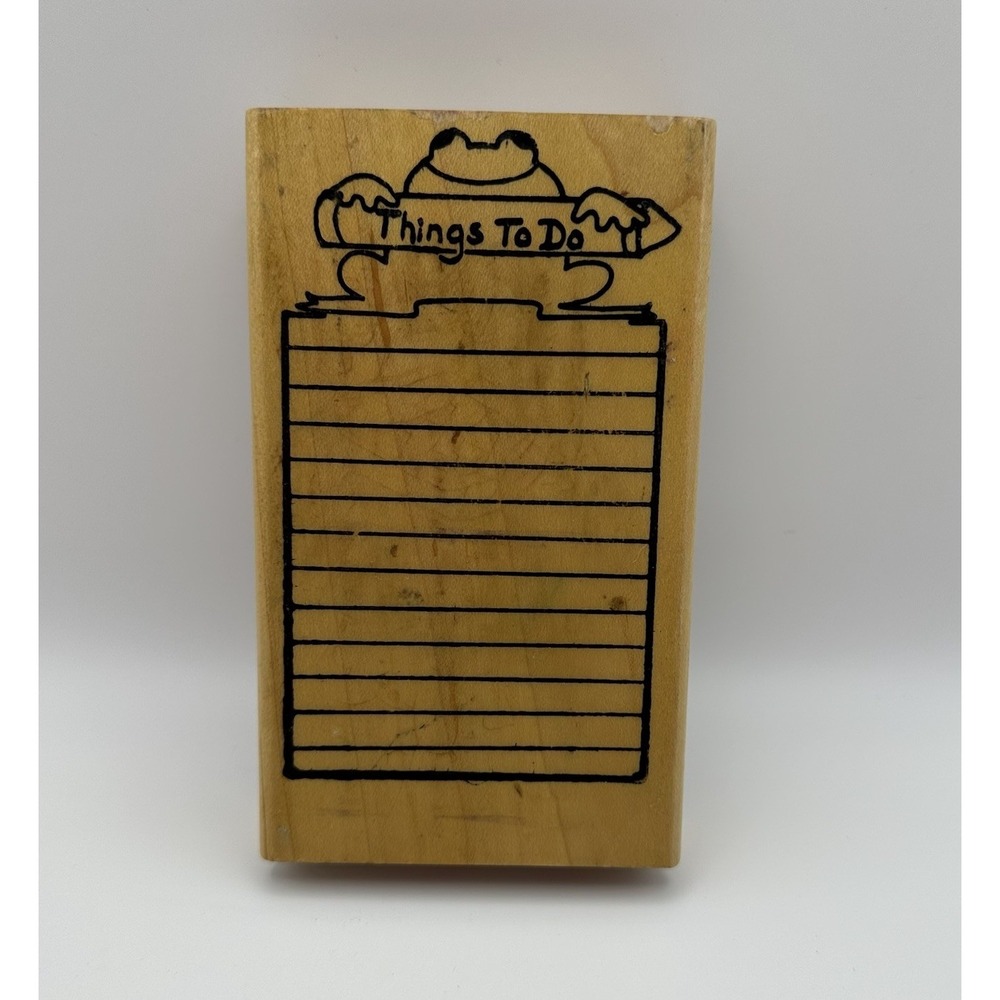 TINT Things To Do Frog Planner Notepad Art Wood Mounted Rubber Stamp Vintage 90s